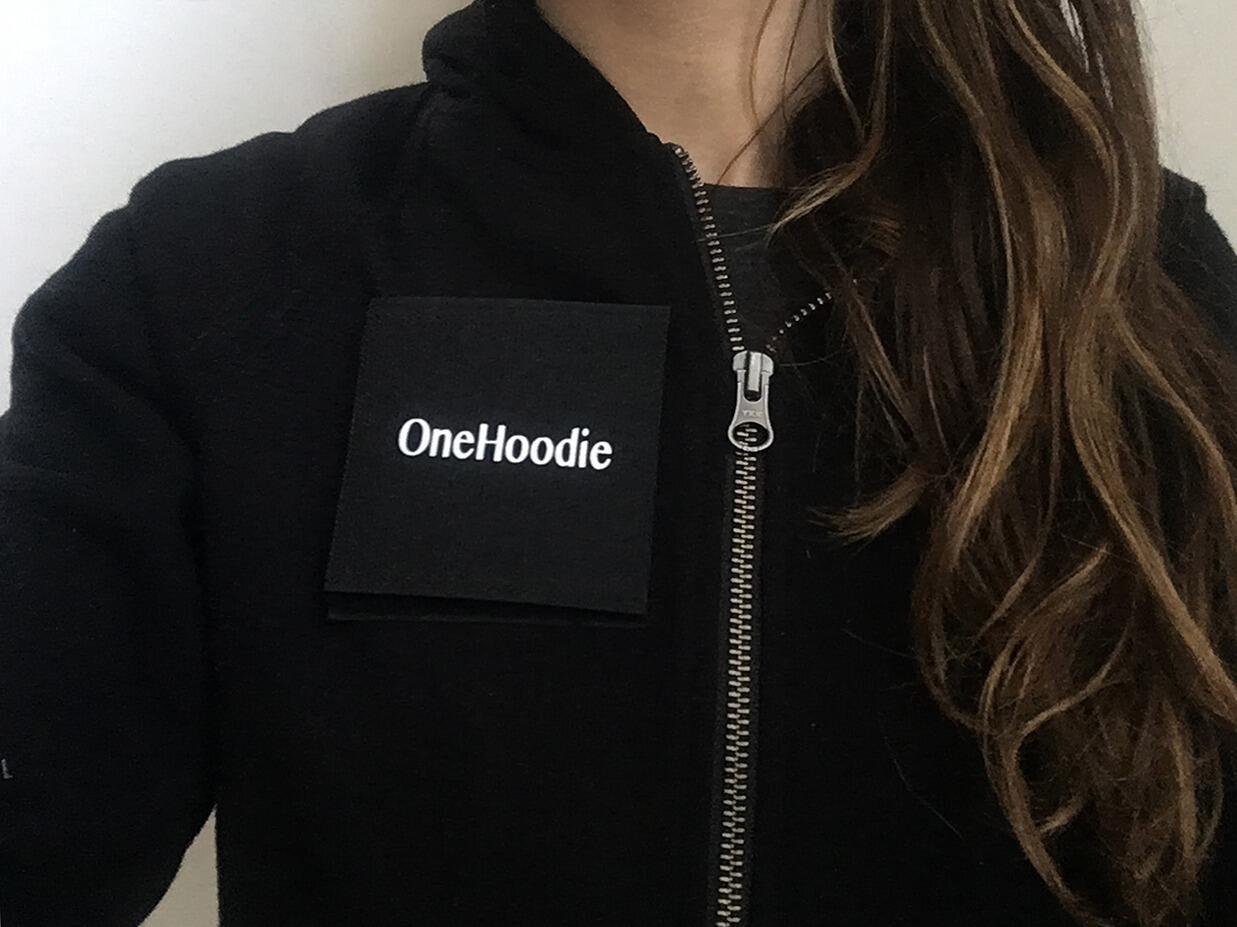 Logo on a hoodie.